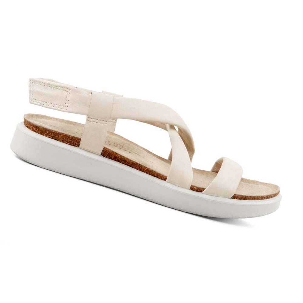 Women\'s Ecco Corksphere Flat Sandals White | Canada 166EBC